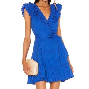 $178 BCBGMAXAZRIA Ruffle Mini Dress in Blue